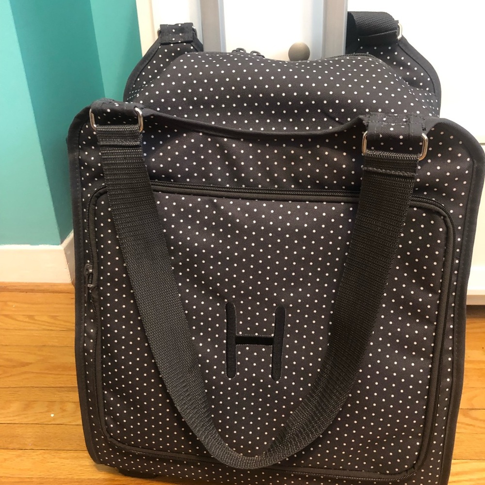 Rare Thirty-One Black and White Polka Dot Travel Bag